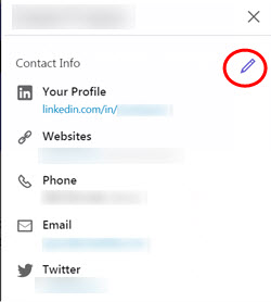 Edit LinkedIn contact information screen