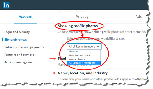 LinkedIn headshot photo settings