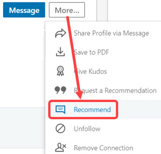 Giving a Recommendation on LinkedIn