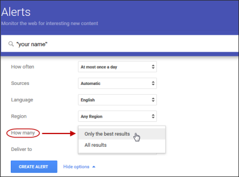 Setting up Google Alerts