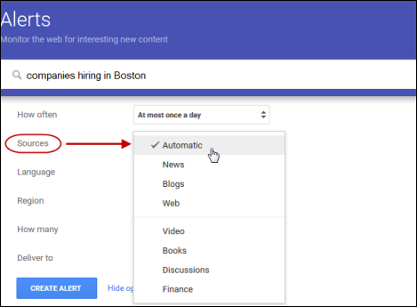 Setting up Google Alerts